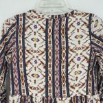 Zink Boho Tiered Mini Dress White Brown 3/4 Bell Sleeve Hippie Western Size S Photo 7