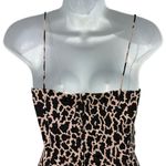 Vintage 80s Pink Black Leopard Ruched Peplum Sleeveless Silk Mini Dress size 4 Photo 7