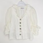 Vintage Umberto Ginocchoetti Victorian White Puff Sleeve Blouse Silver Buttons Size L Photo 5