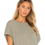 We The Free  people tee olive faded green moss cap short sleeve boho loose top Photo 0