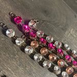 Set of 4 Pink and Clear Crystal Gemstone Bracelets Photo 3