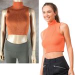 PaperMoon  Orange Mockneck Cropped Sweater Tank SMALL Photo 1