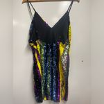 L'ATISTE L’ATISTE NEW rainbow striped sequin v-neck mini dress size large women’s Photo 6