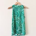 Rafaella  Ruffle Front Sleeveless Top in Green and Multi Dot Size L Photo 4