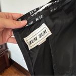 Vintage 90s Solid Black Satin Floral Strapless Sequin Union Made Dress Size 8 Photo 8