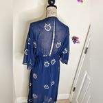 Stevie May Embroidered Leaf Dress V Neck, Lined, Empire Waist Open Back Size XS Blue Photo 11