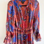 House of Harlow Maxi Tiered Floral Rustic Boho Long Sleeve Dress Size Small Orange Photo 7