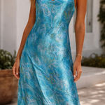 Vintage Satin Slip Dress Fairy Coquette Y2K Psychedelic Size Medium Blue Photo 0