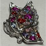 Sterling Silver Vintage  Colorful Butterfly Pendent Signed Jewelry Piece Photo 2