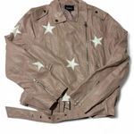 Zenana Blush Leather Jacket with White Stars Photo 0