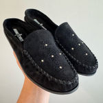 Minnetonka  Leila Black Suede Studded Moccasin Mules Size 9 Photo 0