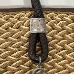 Brighton  Rita Woven Macrame Jute Straw Leather Tote Bag‎ Animal Print Lining Photo 8