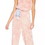 Free People Just Float Pink Tie Dye Strapless Cozy Relaxed Jumpsuit Small Photo 0