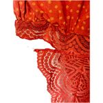 Free People Intimately Makin’ Wave Bodysuit S Orange Polka Dots Deep V-Neck Boho Photo 7