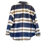 Women's Plaid Print Shirt Jacket Button Down Long Sleeved Shacket Size Small Blue Photo 3