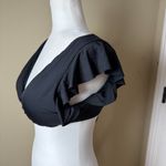 Black Ruffle Sleeve Swimsuit Swim Bikini Crop Top Size Medium Photo 2