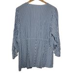 J.Jill Top Women L Blue White Button Down Roll Tab Sleeve Coastal Grandma Beach Photo 1