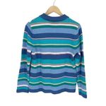 Appleseed's Vintage Womens Stripe Cotton Collared Long Sleeve Cardigan Multicolo Blue Photo 2