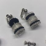Black Bead Lot Of 4 Costume Earrings Vintage Clip On Screw On Blue / Dangle Mix Photo 6
