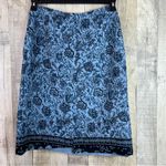 Sag Harbor Petite Size 8 Floral Blue Skirt Back Zipper Flawed Hem is not sewn Photo 1