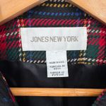 Jones New York Vintage Zip Jacket Large Red Plaid Worsted Wool Lined Pockets Photo 3