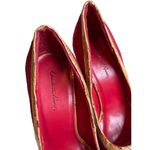 Charlotte Russe 031 Charlotte Russo heels red suede cork bow peep toe 8 SB10 Photo 2