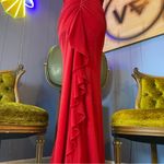 Vintage 90s/Y2k City Triangles Sparkling Cinderella Red Halter Prom Dress Photo 4