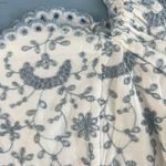 Love Shack Fancy Melina Broderie Anglaise Blue Eyelet White Puff Sleeve Crop Top Photo 4