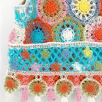 Womens Boho Hippie Crochet Tank Top Multicolor Patchwork Festival Coachella Blue Size M Photo 1