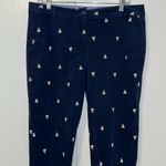 Talbots Weekend Chino Capri Pant Navy Sailboat Embroidery Nautical Women’s 12 P Photo 1