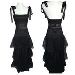 Lulus NWT Mystique Black Tulle Tie-Strap Tiered Maxi Dress Formal XXS Photo 5