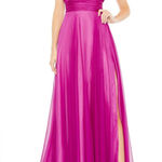 Mac Duggal Ieena for Ruched Chiffon A-Line Gown in fuchsia Photo 0