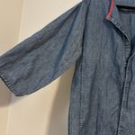 Prada sport Blue Denim hidden snap shirt blouse half sleeve M mesh pit tunic Photo 7