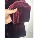 Boston Proper Women’s Blouse Large Burgundy Velvet Button Up Vintage Style Photo 4