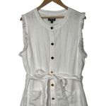 J.Crew New  Shirt Dress Womens XL Linen Raw Hem Belted Knee Length White BY817 Photo 13