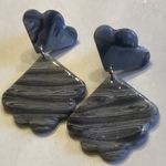 Gray and Blue Marbled Shimmer Lucite Earrings Photo 2