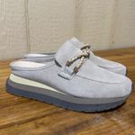 Naked feet Polo Light Gray Suede Perforated Mule Loafer Platform Shoes 8M Size 8 Photo 1