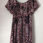 Jennifer Lopez Plus Size 0X Off-the-Shoulder Ruffle Shift Dress Pink Leopard Photo 2