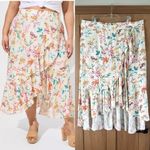 Torrid  Maxi Swiss Dot Ruffle Hi-Low Skirt Cream / Floral Women’s size 4X​​ Photo 1