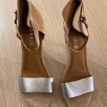 Torrid Nude Faux Suede Silver Metallic Strap Heels Size 11 Ankle Strap 4" Heels Photo 0
