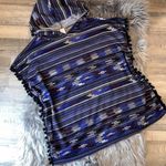 Anthropologie Rafi & Ro hooded poncho top pom pom detail Aztec southwest print S/M Photo 1