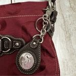 Elegant Sarah Caperelli Burgundy Crossbody Bag Dark Brown Trim Silver Hardware Red Photo 2