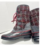 Khombu  Elysse Rubber Upper Water Resistant Boots Plaid Lace Up Black‎ Red 8 Photo 6
