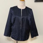 Pendleton Silk Blend Jacket Go Graphic Blazer Lightweight Pocket Navy Size 12 Photo 2