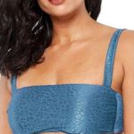 Bar III Satin Cheetah Bandeau Bikini Swim Top in French Navy XS Photo 0