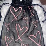PINK - Victoria's Secret Black and Pink Heart-Patterned Drawstring Bag Photo 1