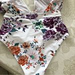 Cupshe White with Pink Floral 1 piece Swimsuit L Photo 7