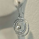 Sterling Silver Spiral Dangle Earrings with Real Pearl – Modern Artisan Style Photo 1