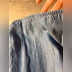 Talbots  Blue Chambray Denim Button front Tie Front Blouse summer denim casual Photo 6