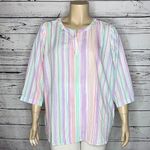 cj banks NWT Size 3X 24/26W Pastel Stripe Split V-Neckline Blouse Top Photo 0